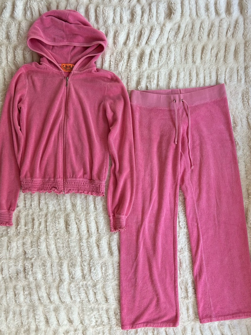 Y2K Vintage Juicy Couture Terry Tracksuit Set Made in USA Pink